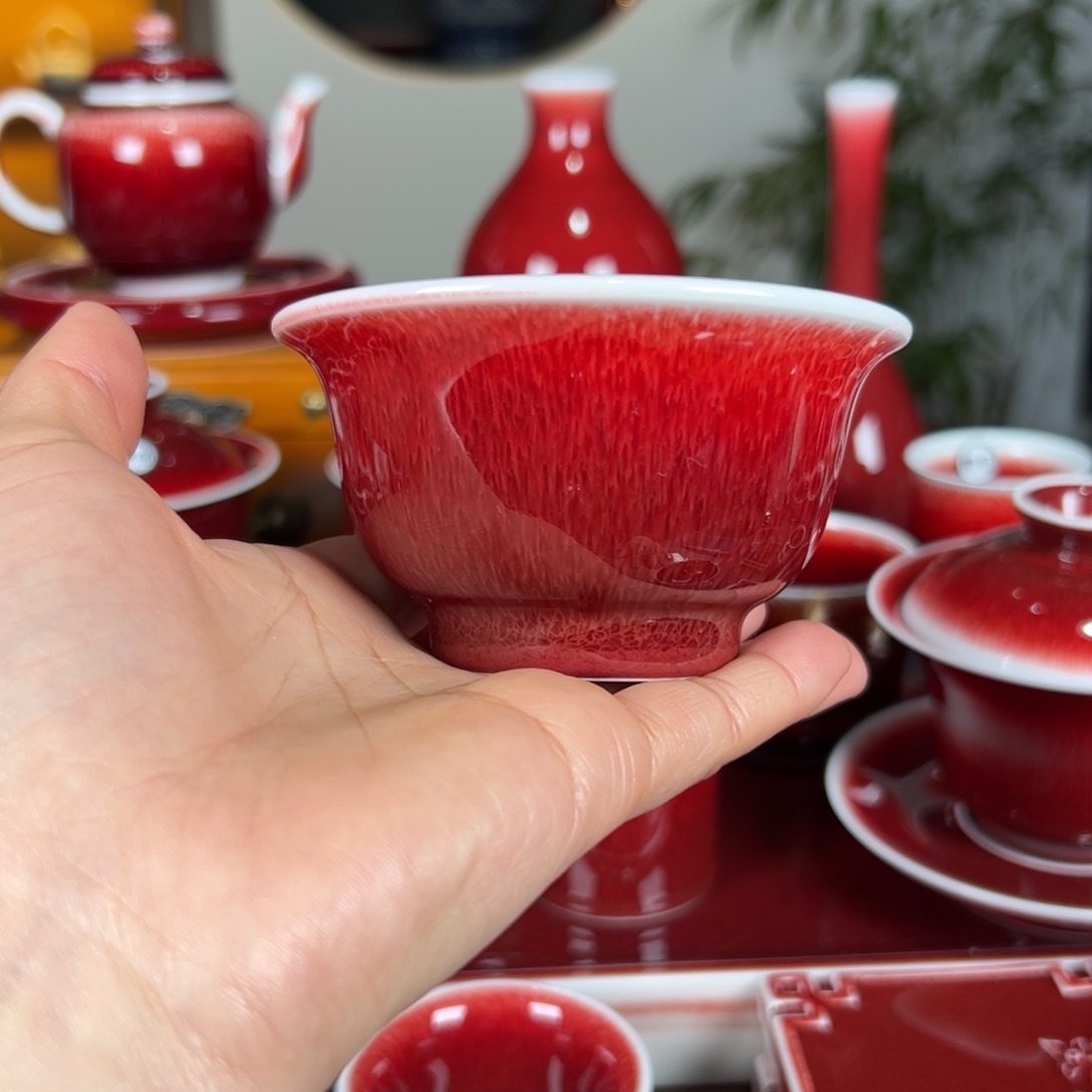 杯子景德镇原矿朗红杯