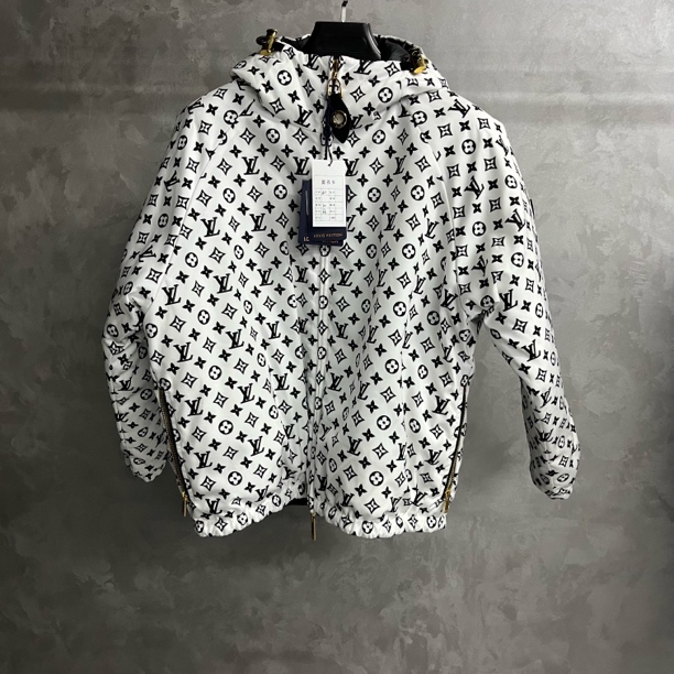 未使用 LouisVuitton/路易威登 白色满印双面连帽长袖夹克/40