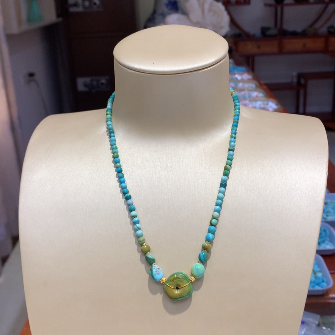 未镶嵌绿松石水波纹锁骨链