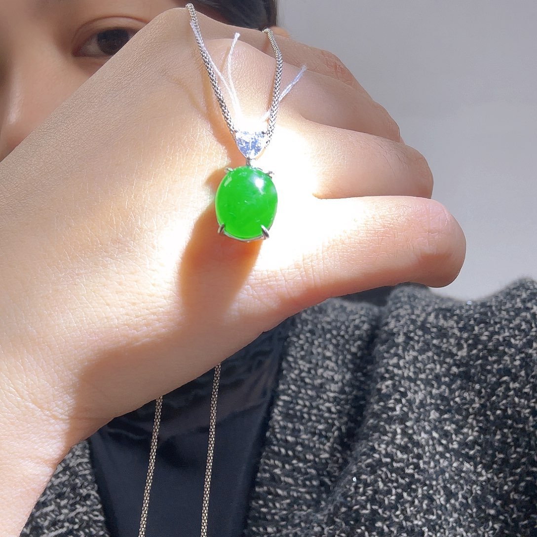 翡翠银S925镶嵌吊坠(不含链)