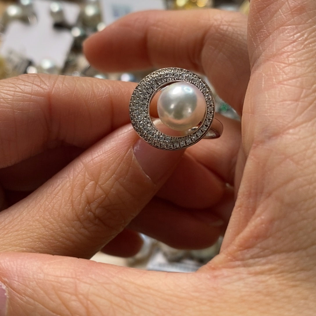 海水珍珠戒指银S925镶嵌