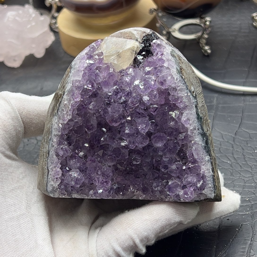 未镶嵌珠宝半成品水晶紫水大牙方解晶镇38