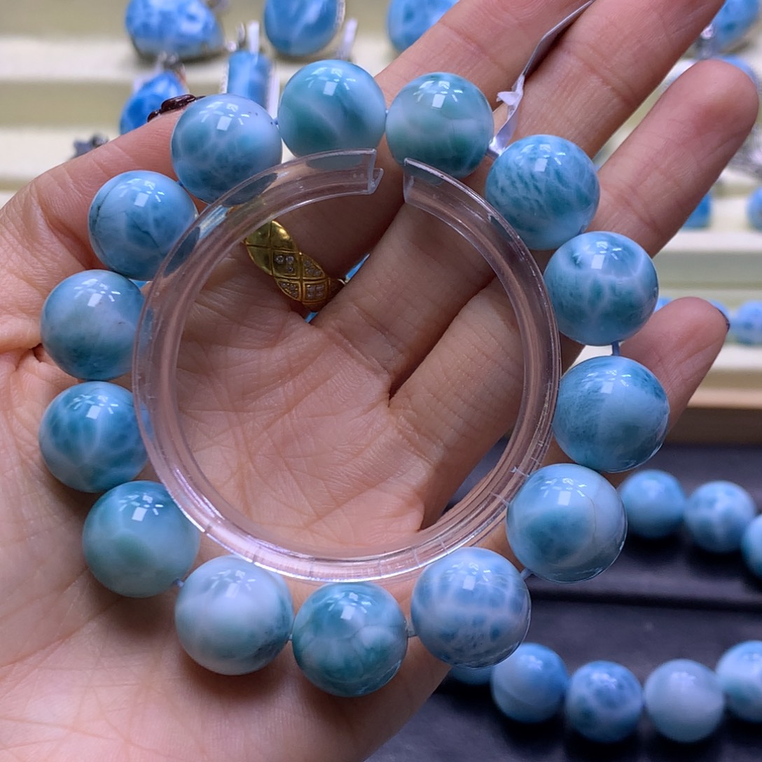 针钠钙石（海纹石）未镶嵌手链性价14mm手串