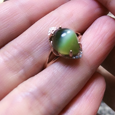 和田玉戒指银S925镶嵌