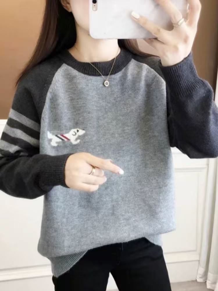 821【灰   小狗狗   新款加厚针织衫】高级感气质针织女毛衣