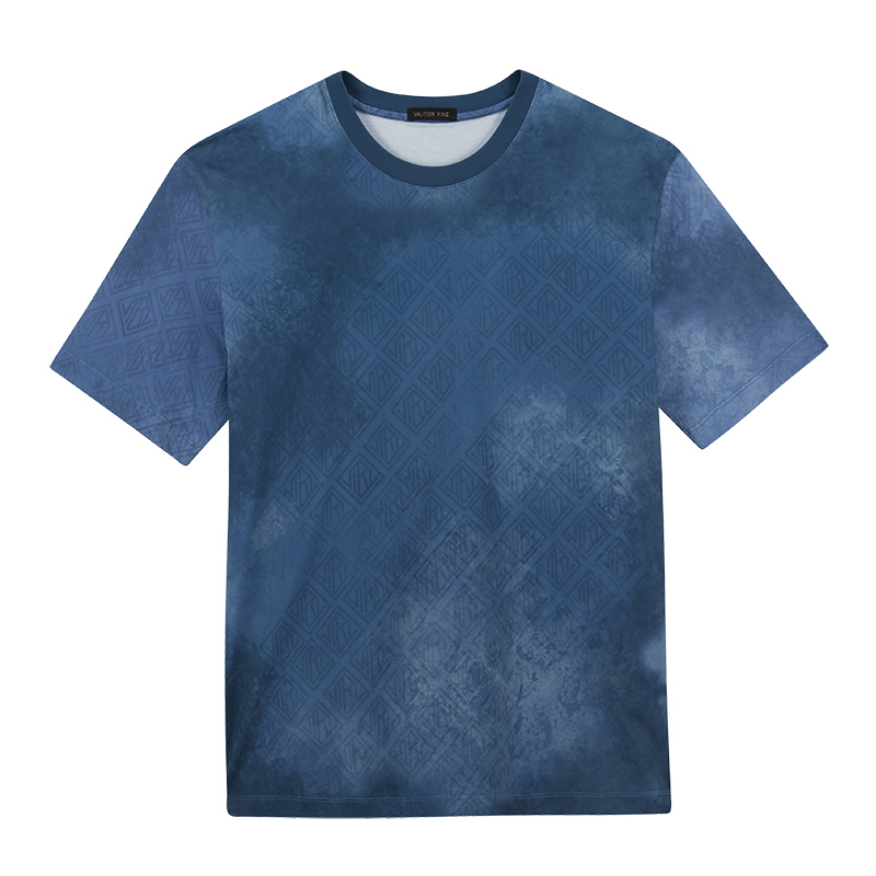 VY男装短袖T恤圆领半袖732759夏绵柔高支棉高弹满印T恤轻奢时尚