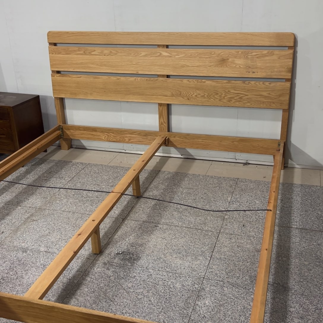 白橡木原木色1.5米实木床