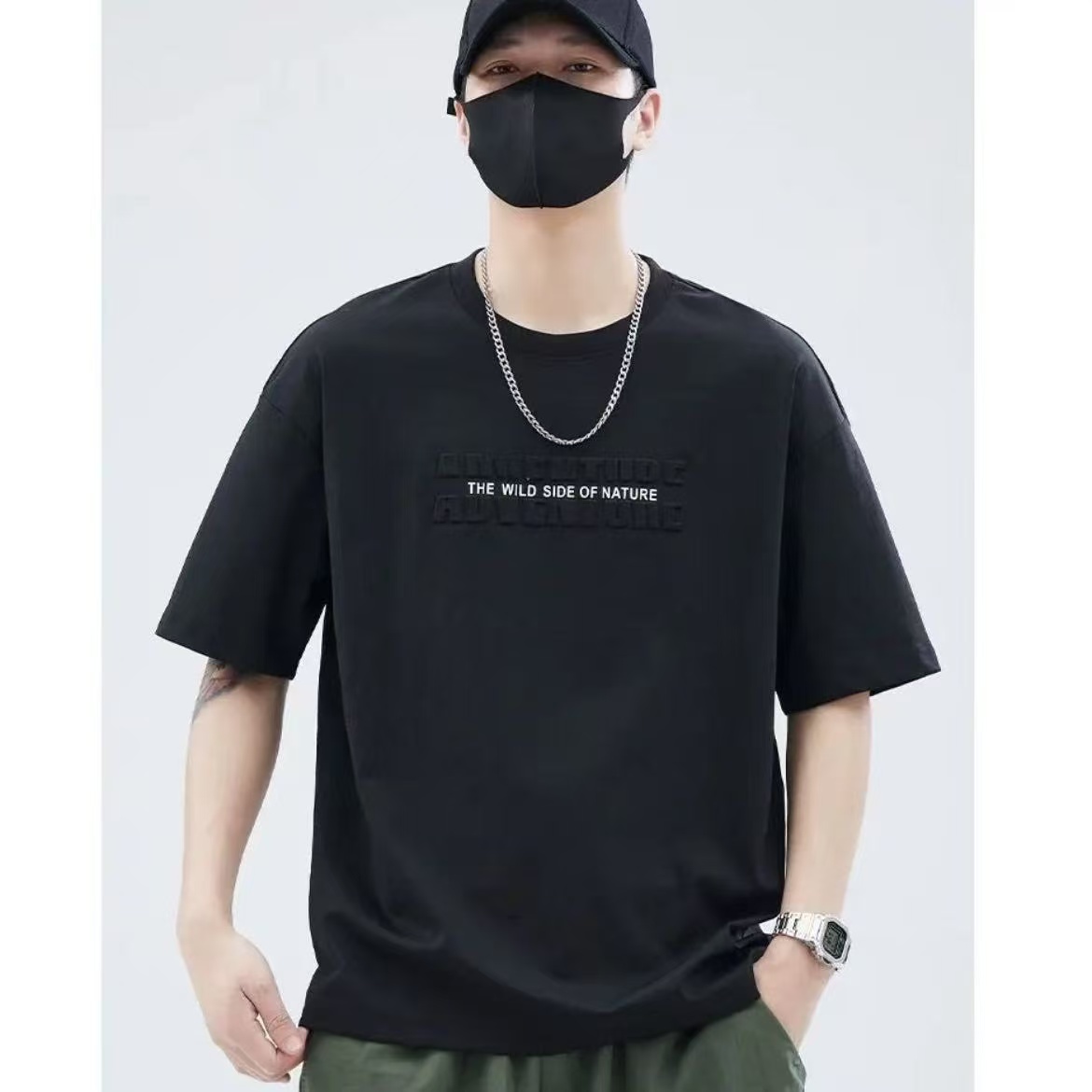 3D字母钢印春夏季上新.情侣款短袖