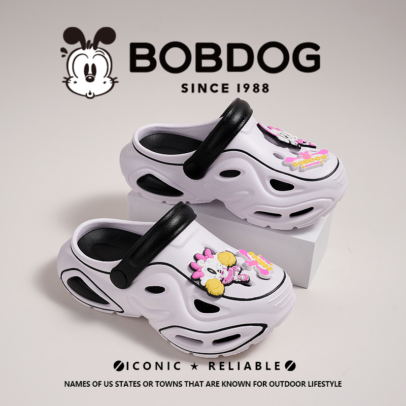 Bobdog/巴布豆夏季儿童亲子款卡通防滑透气EVA厚底外穿洞洞鞋拖鞋