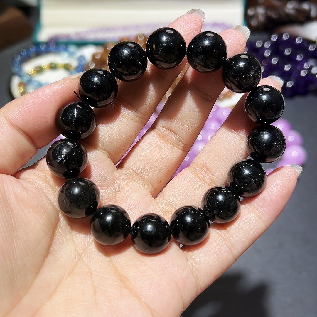 未镶嵌手链水晶黑发晶14毫米3号