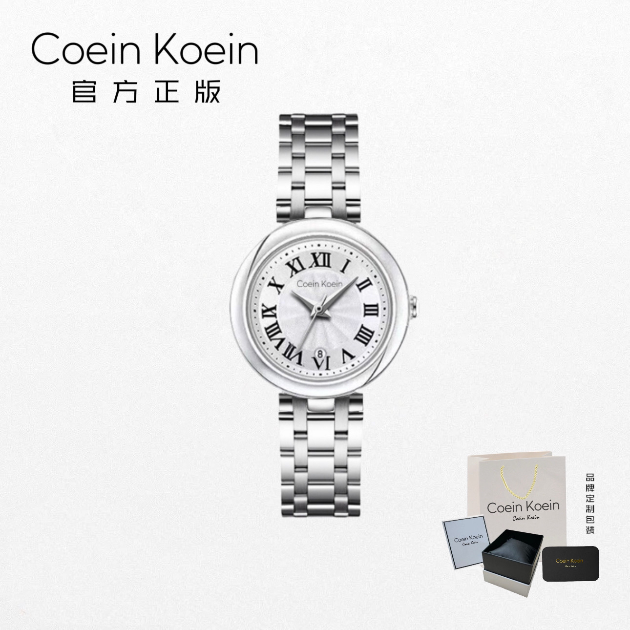 Coein Koein【官方正版】CK3988小美人休闲商务带日历手表女士腕表