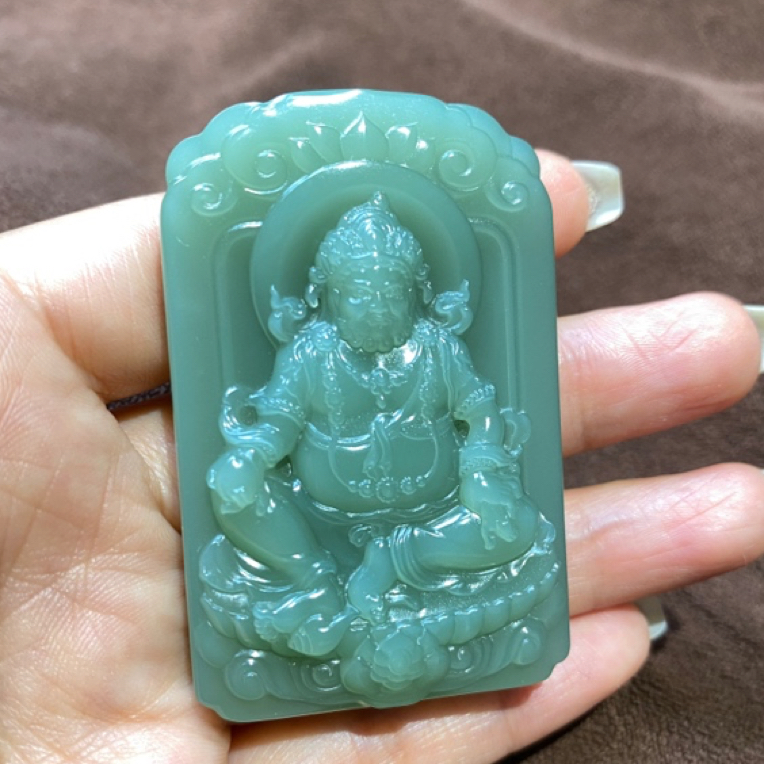 碧玉高品质粉青财神挂件
