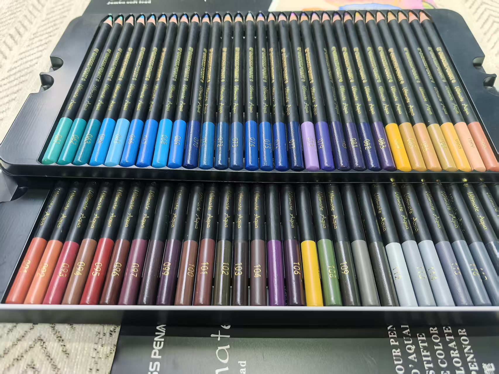 120色铁盒套装水彩笔金银两套各60色4.0粗芯水彩笔笔芯顺滑耐用型