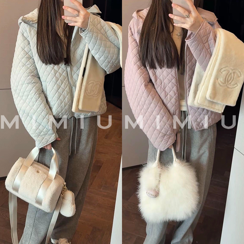 【mimius】肉肉 小泡芙菱格轻薄连帽夹棉外套 G09266