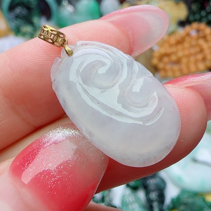 颈饰18K金镶嵌翡翠天然A货26