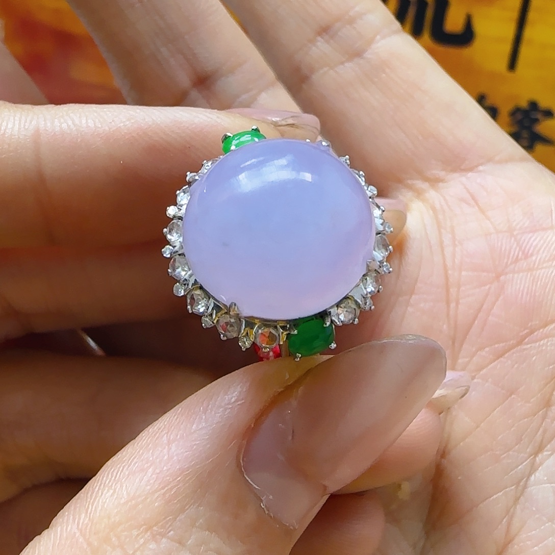 翡翠戒指18K金镶嵌翡翠15800