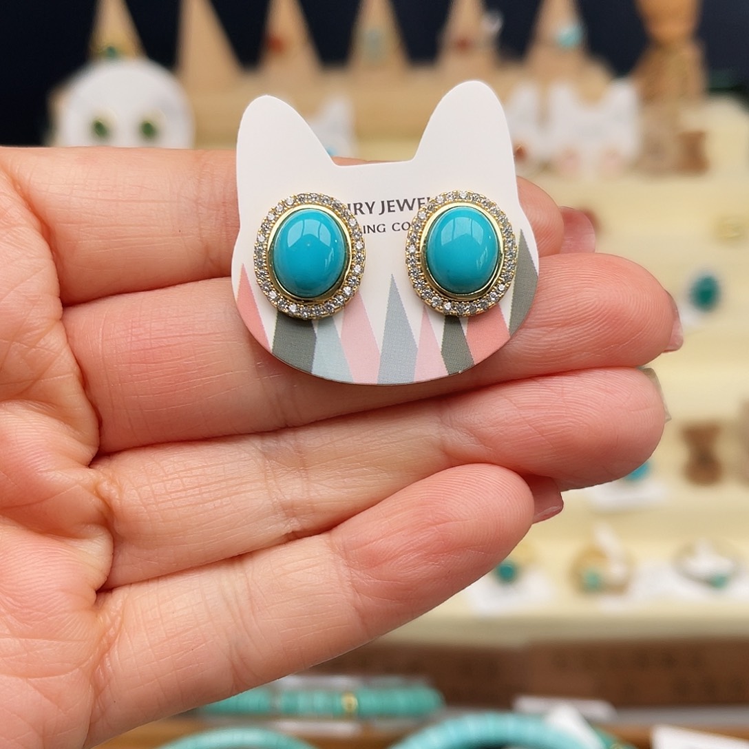 绿松石耳饰合金雪*呀耳钉