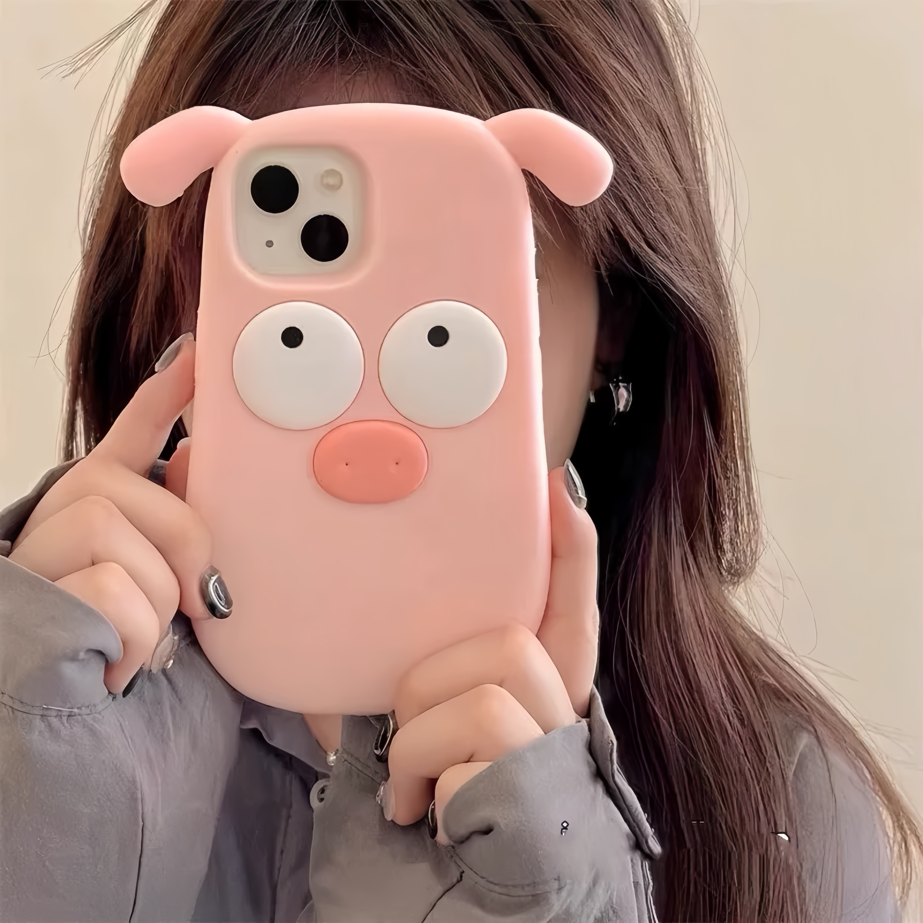 【适用苹果oppo华为vivo】立体卡通呆萌小猪女款创意软硅胶手机壳