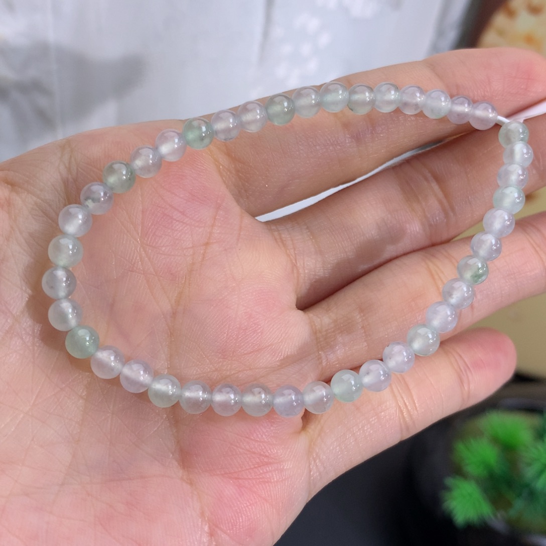 翡翠未镶嵌手串卡4.5冰胶马卡龙手串