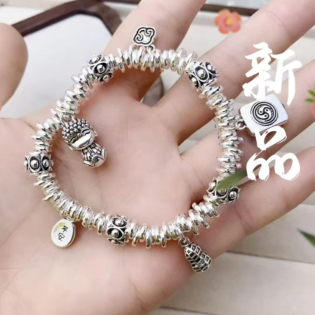 足银手链 67号-复古宝宝佛盘缠【手链】（成人款）
