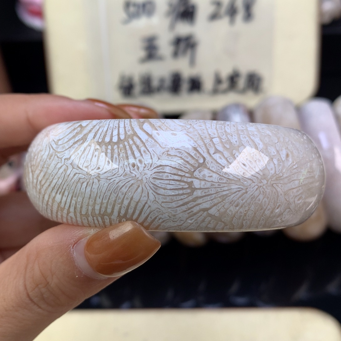 硅化珊瑚（珊瑚玉）未镶嵌颈饰精美手镯五折58口（21号）