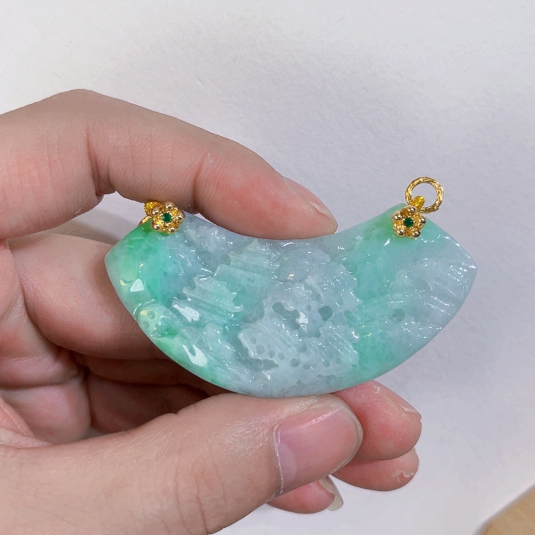 翡翠未镶嵌吊坠(赠链)代编织