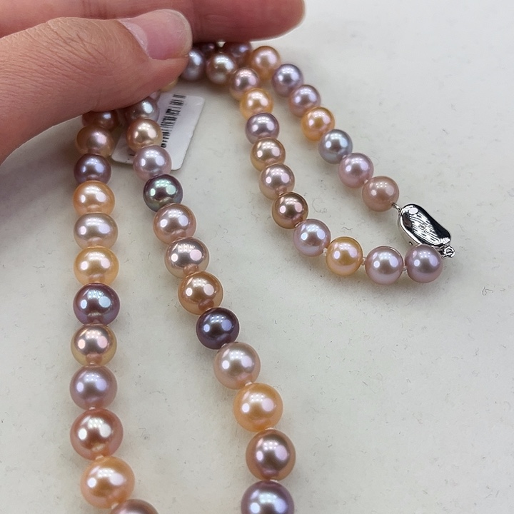 淡水珍珠颈饰银S925镶嵌卡8炫彩高品