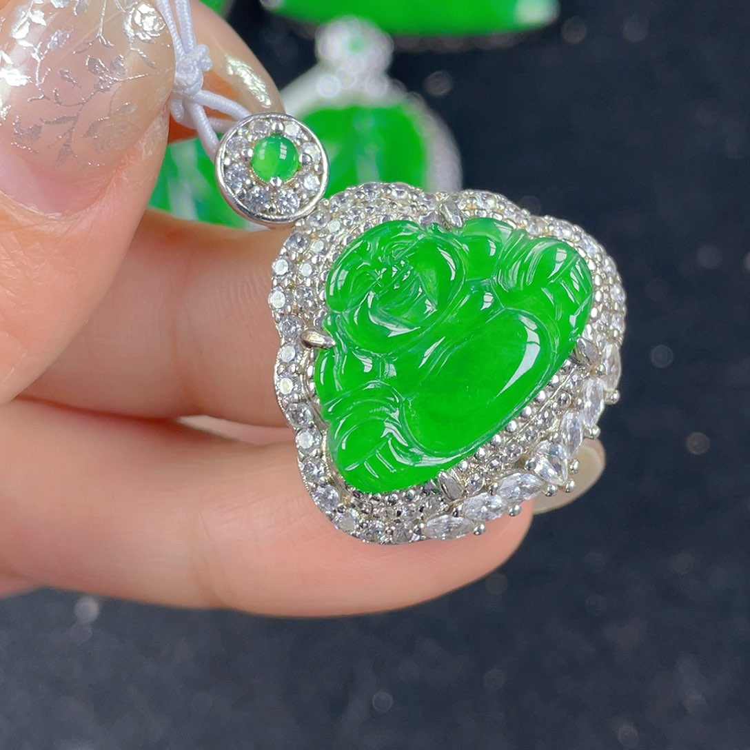 翡翠吊坠(不含链)银S925镶嵌