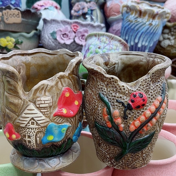 多肉绿植陶瓷花盆9.9包邮，有孔