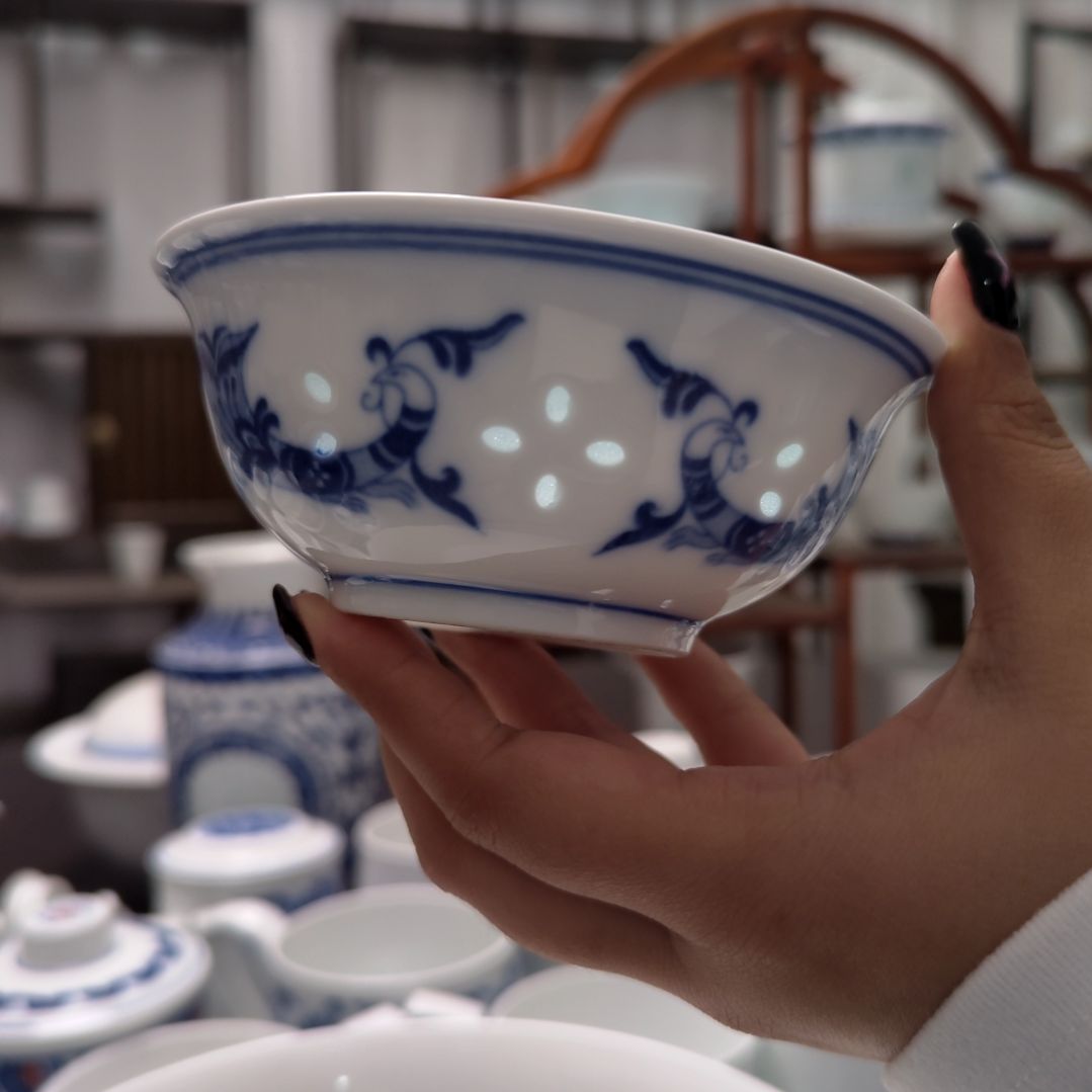 陶瓷孔雀5寸饭碗四只装