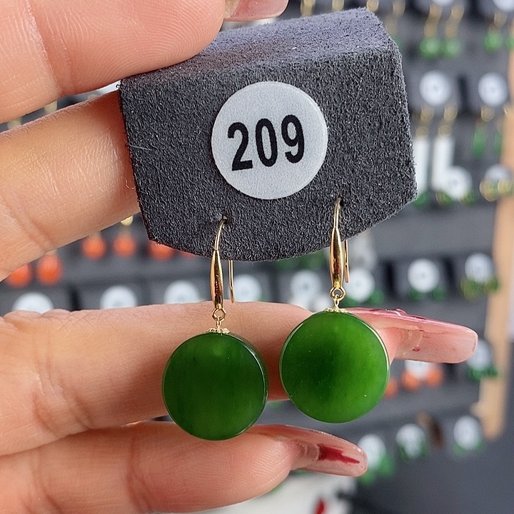 和田玉耳饰18K金镶嵌