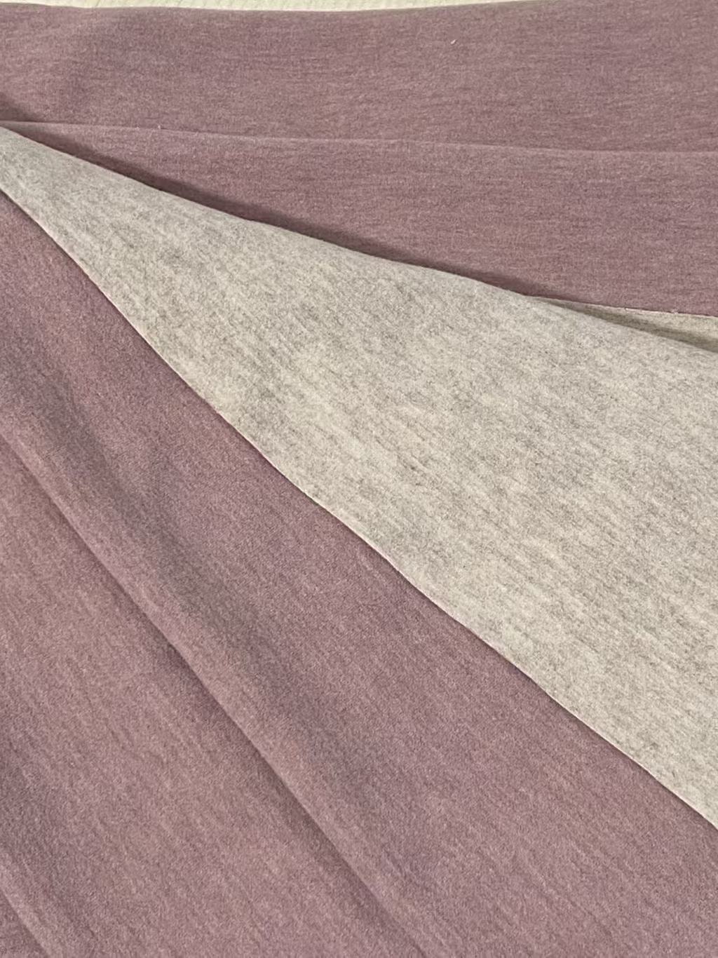 粉色AB加厚蚕丝羊绒奥绒磨毛面料发热保暖家居服打底衫面料