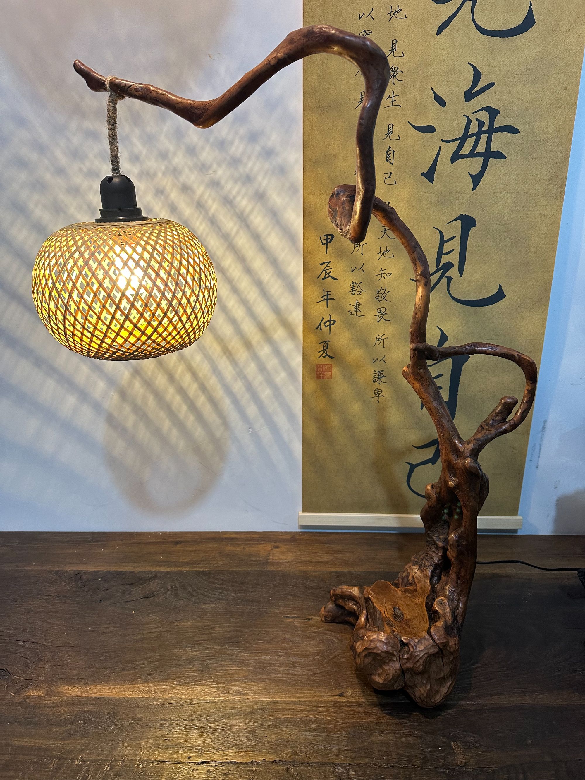 天然杜鹃根雕根艺灯新中式风格禅意台灯