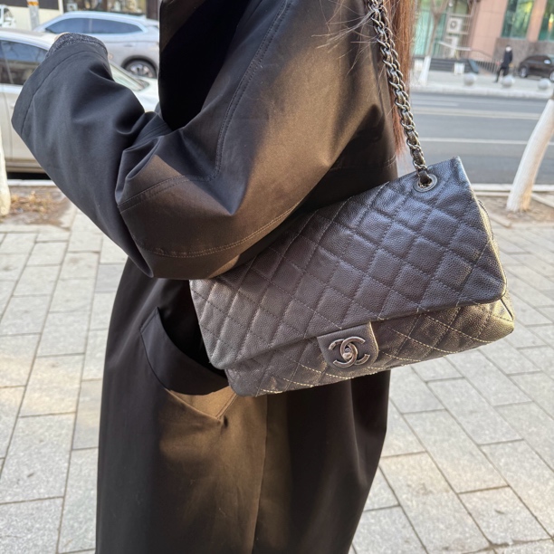 95新 Chanel/香奈儿 香奈儿 cf做旧鱼子酱炫彩金属色机场包