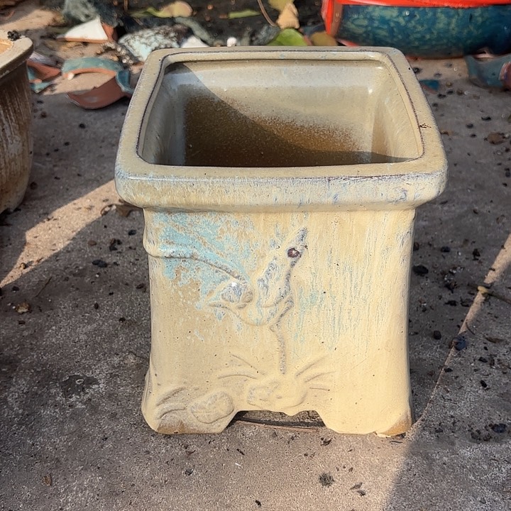 紫砂茶碗方瑕疵口径17高度19