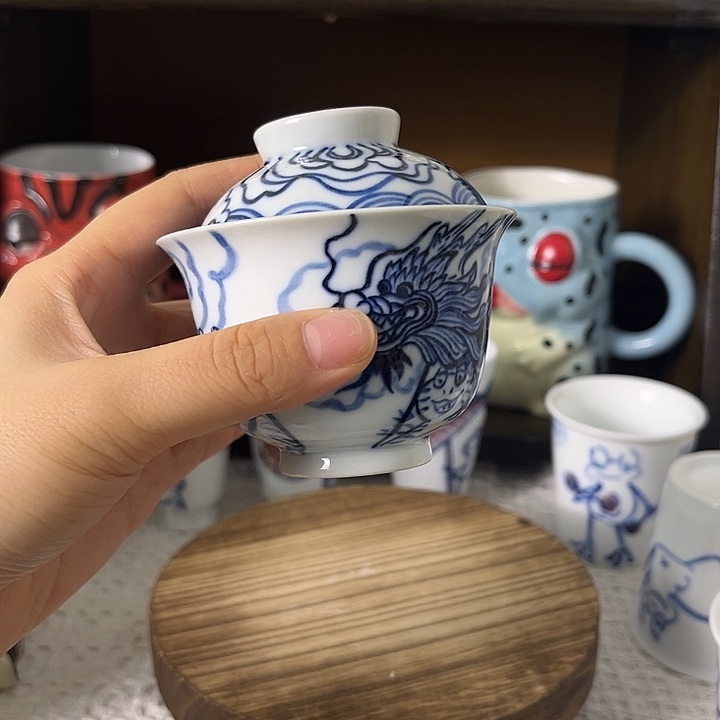 J****盖碗仿古泥抽象小青蛙