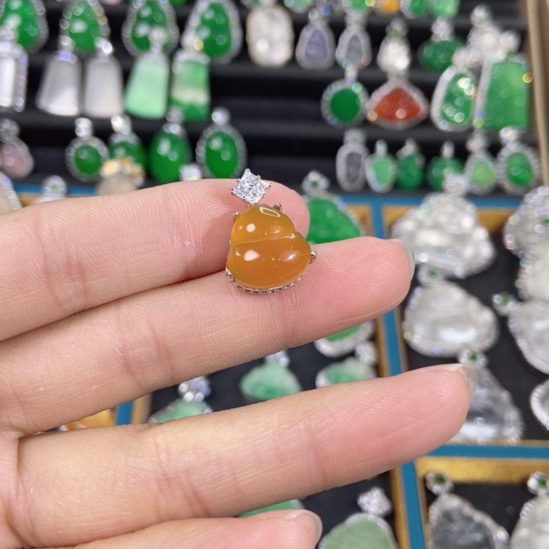 玛瑙/玉髓吊坠(不含链)银S925镶嵌马****头