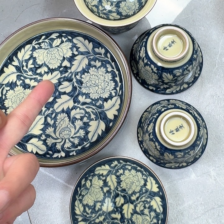 瓷片2号釉国色天香5件套景德镇