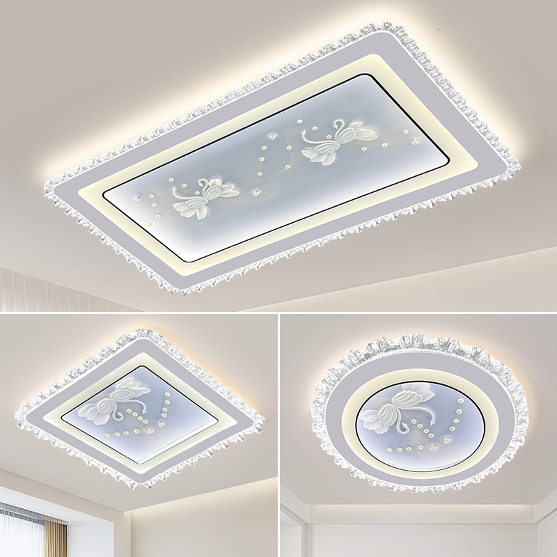 2025新款LED客厅灯卧室玻璃吸顶灯全光谱智能语音网红爆款房间灯