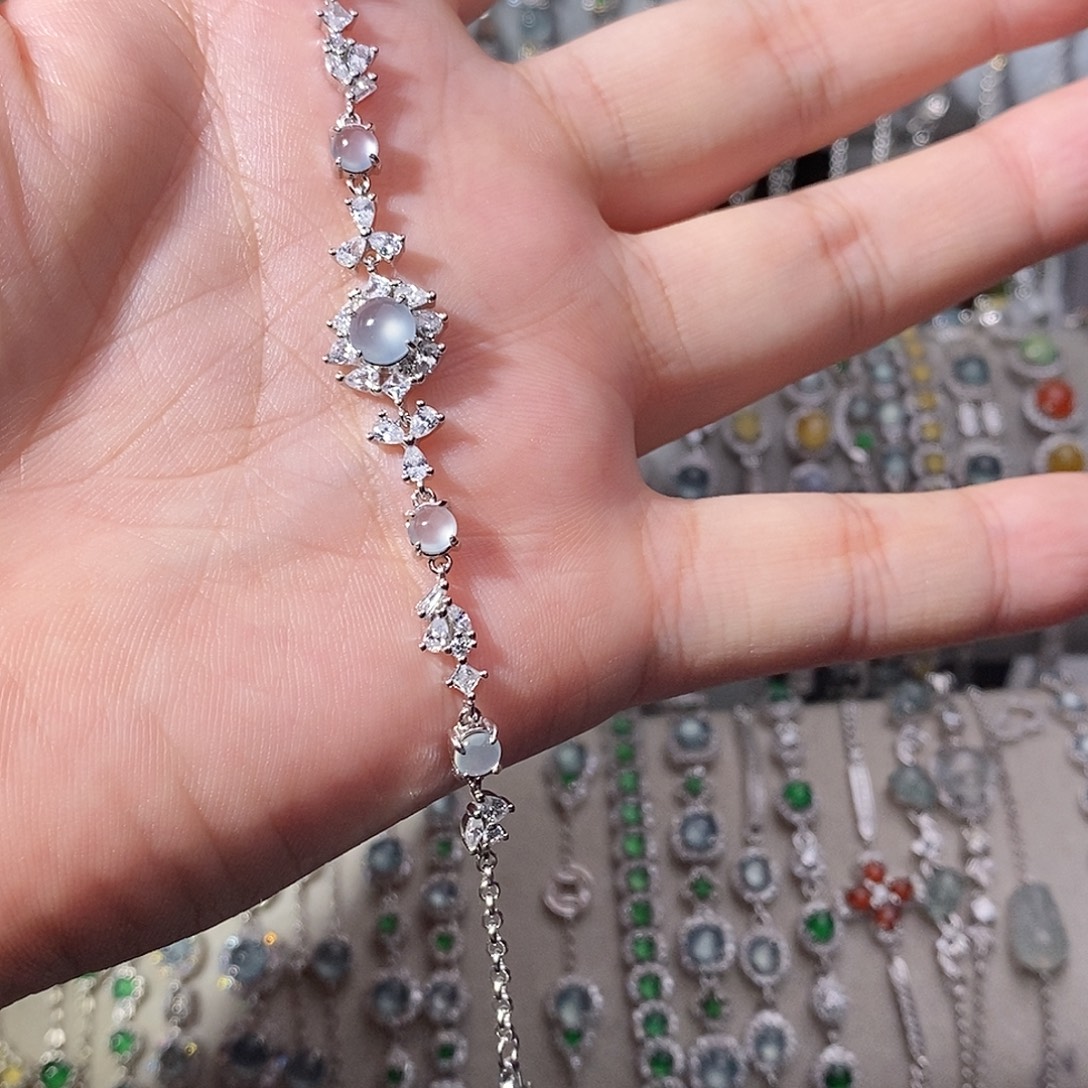 翡翠银S925镶嵌手链