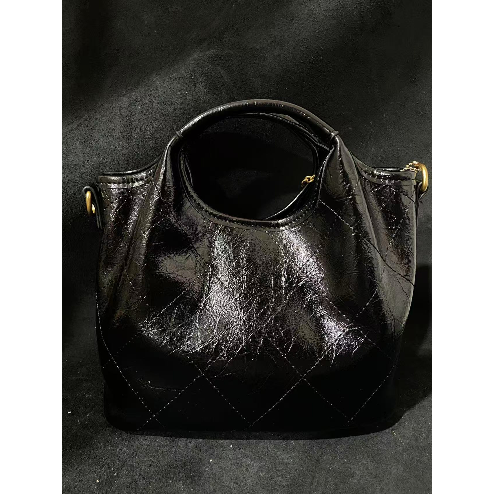 LQ-WITH-QUEEN真皮女包风小菜包黑色-大 0632