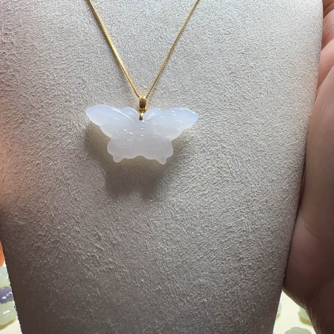 和田玉吊坠(赠链)18K金镶嵌烫**猫