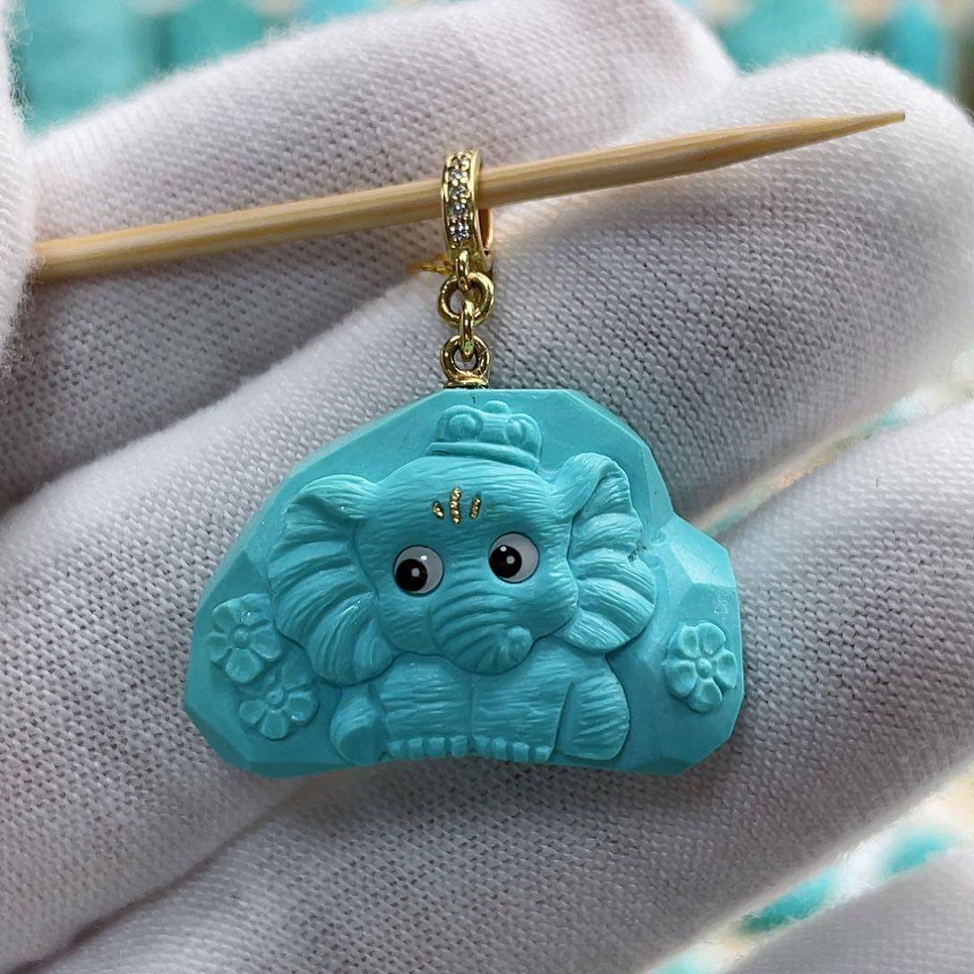 绿松石珠宝奇石18K金镶嵌