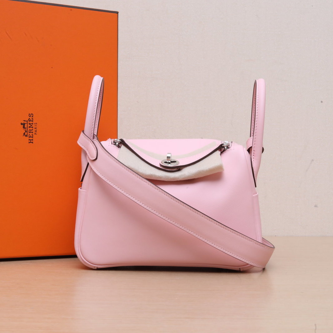 99新 Hermes/爱马仕 小花6欢 Lindy Mini 3Q新樱花粉 Swift皮 W刻