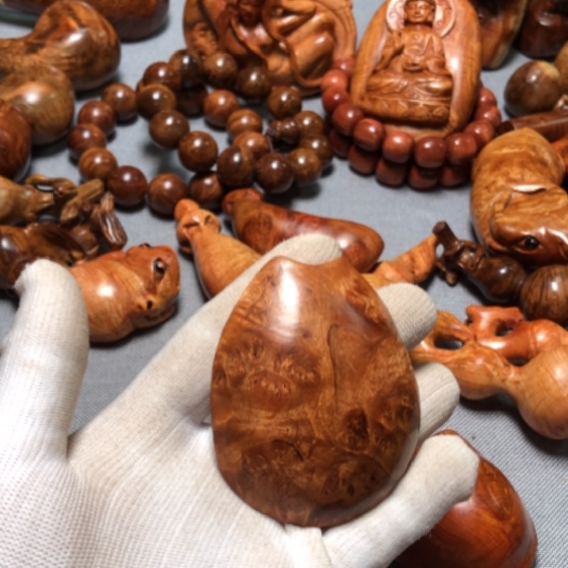 【闪购商品】木麻梨疙瘩火琉璃手把件