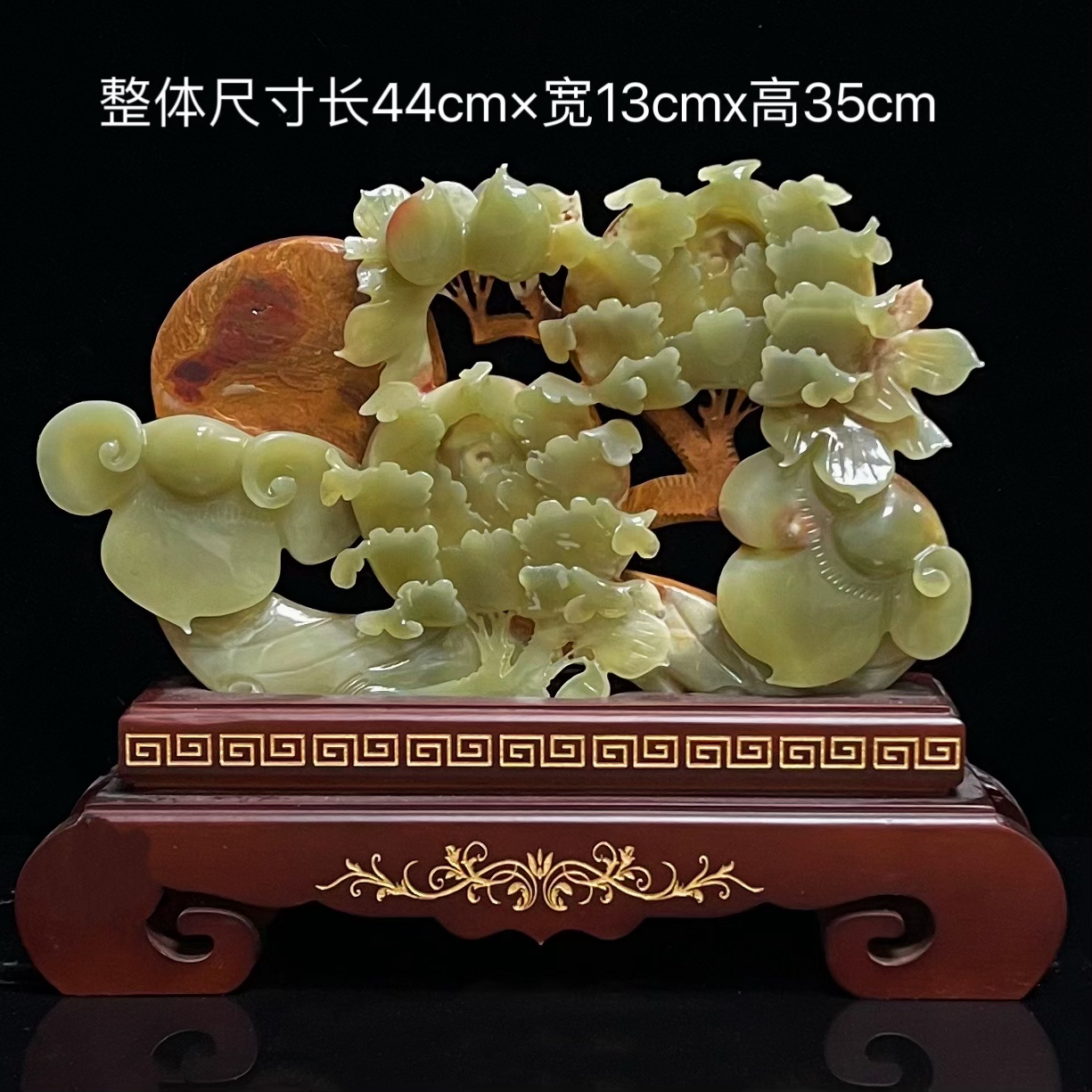 【富贵如意】如意牡丹花新中式纯手工雕刻家居摆件办公室新居乔迁玉