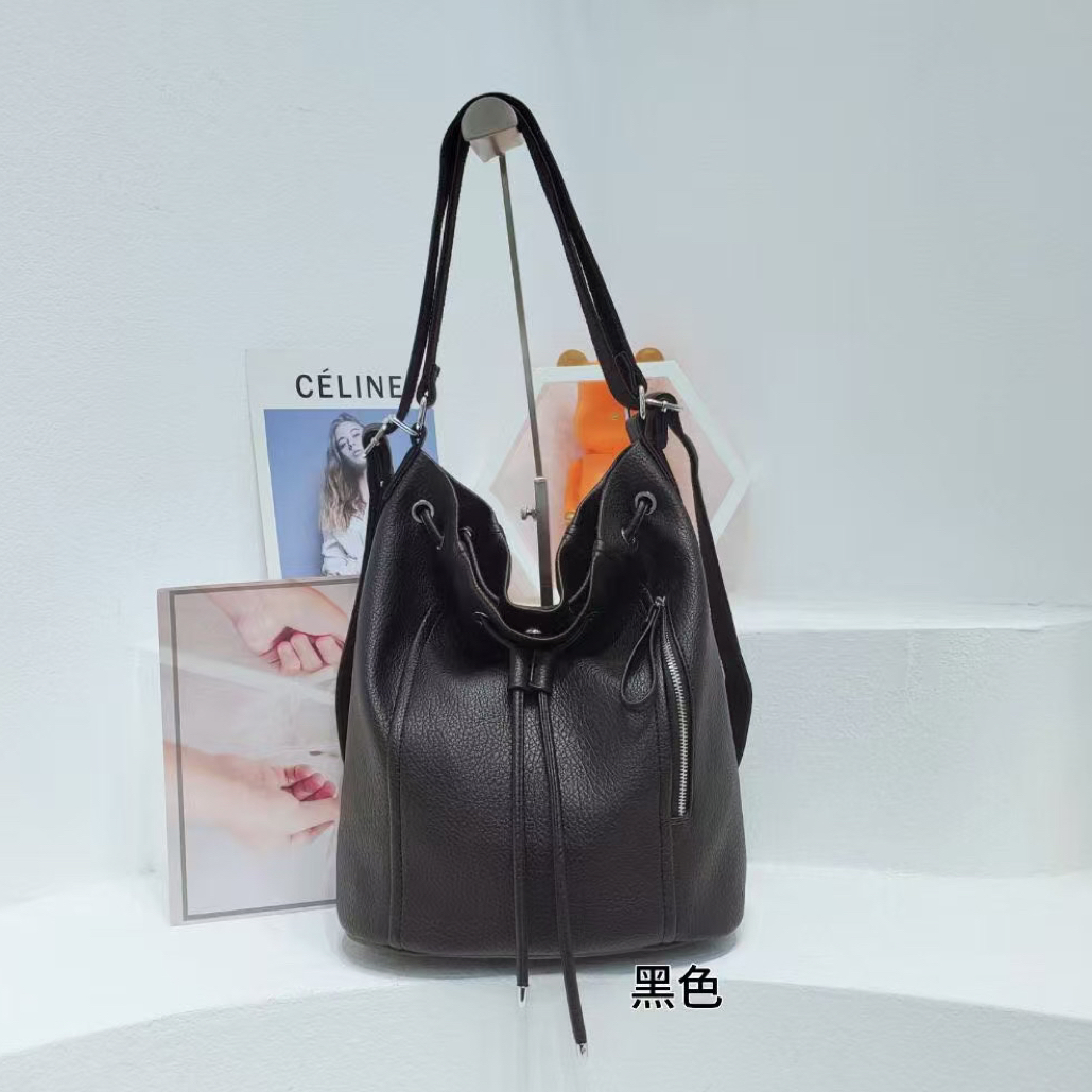 时尚抽绳水桶包单肩双肩斜挎三用软皮大包大容量1145