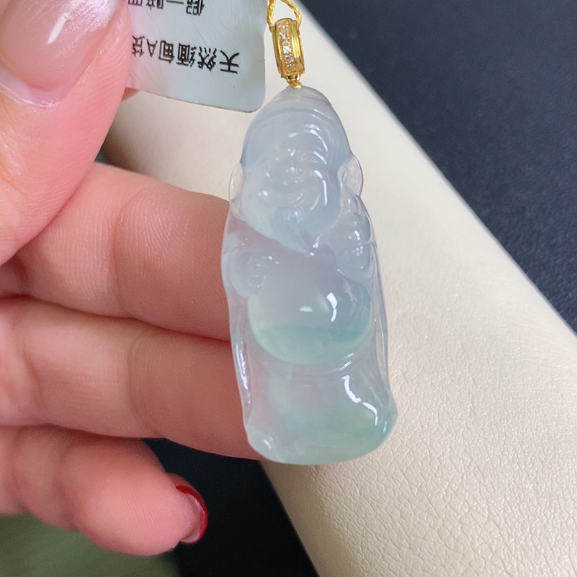 【闪购商品】翡翠颈饰18K金镶嵌财神