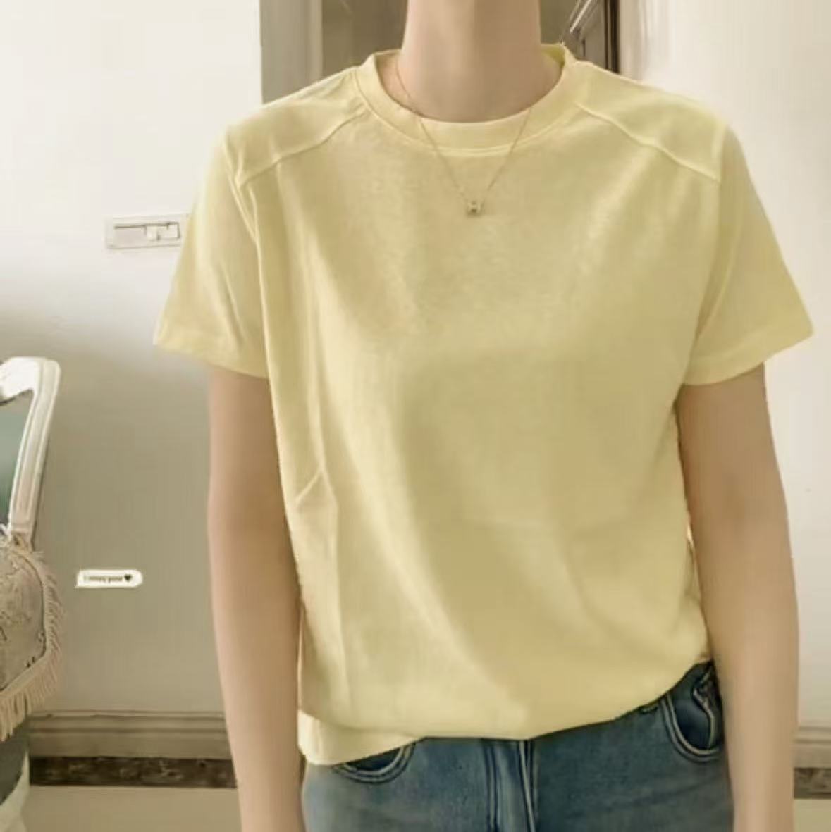 A2833明黄净版纯色简约百搭T恤
