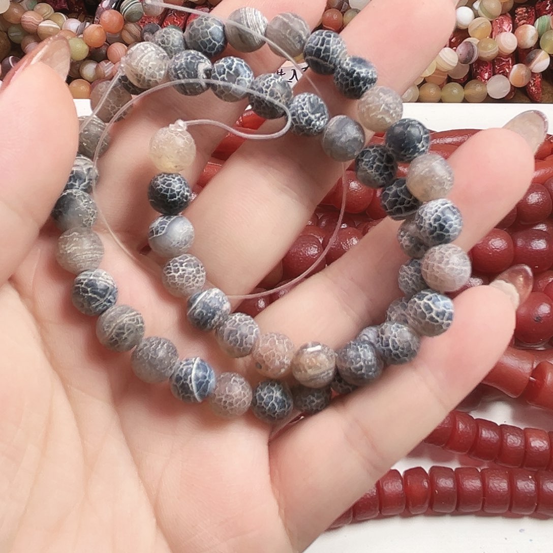 玛瑙/玉髓合金珠宝半成品L84. 药霜一条8mm